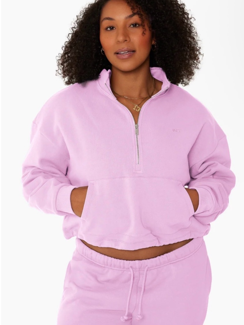 SET Active Pink Quarter Zip S